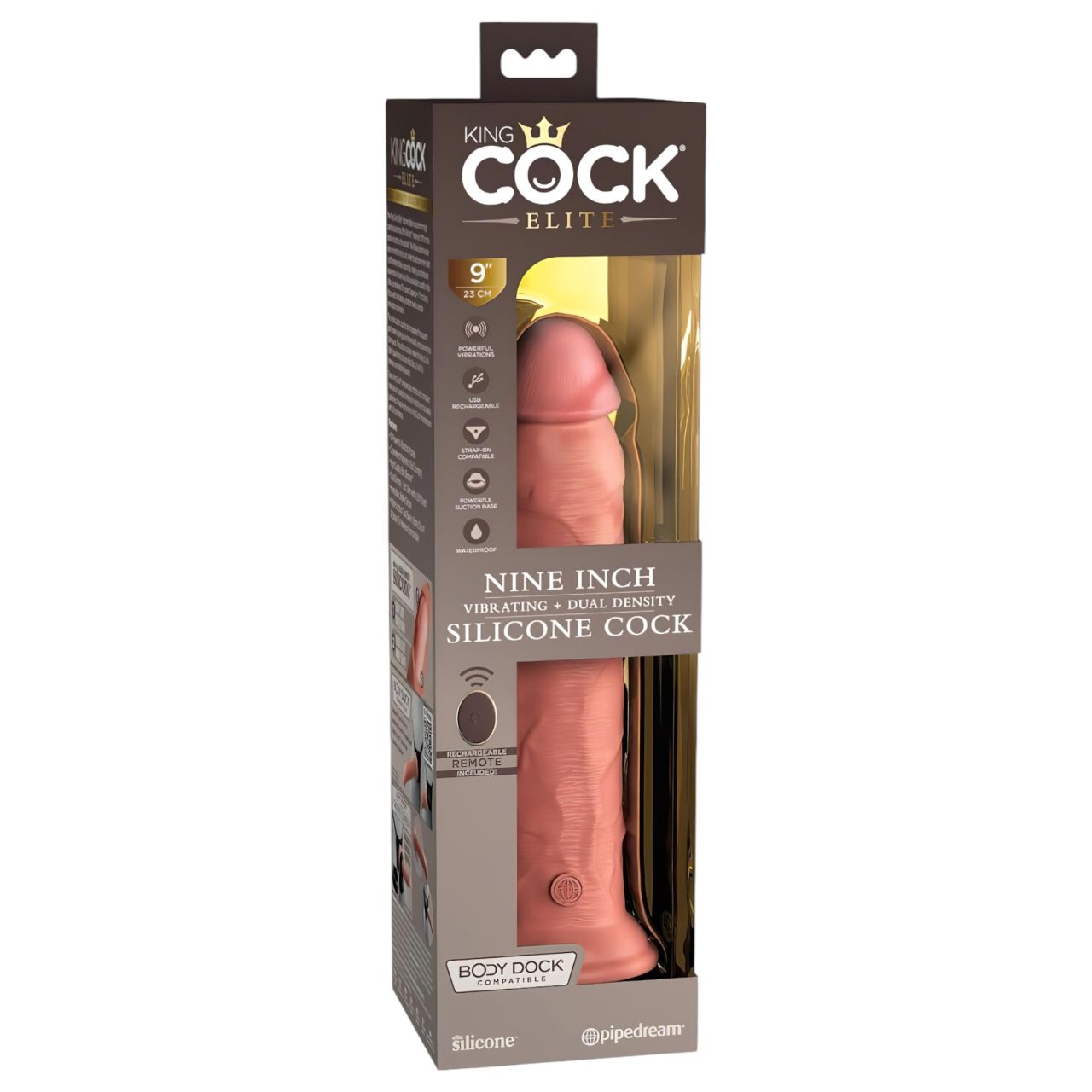 King Cock Elite 9 - tapadókorongos vibrátor 23cm - natúr King Cock Elite 9 - tapadókorongos vibrátor 23cm - natúr