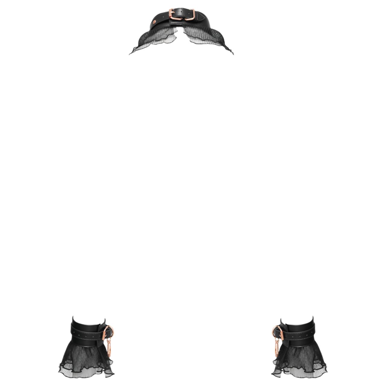 Bad Kitty - fodros kötöző szett (4 részes) - fekete Bad Kitty - fodros kötöző szett (4 részes) - fekete