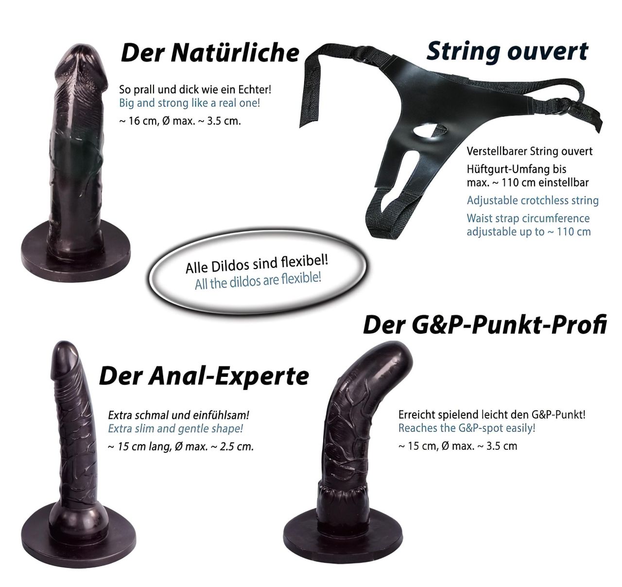 You2Toys - Felcsatolható dildó szett! - fekete You2Toys - Felcsatolható dildó szett! - fekete