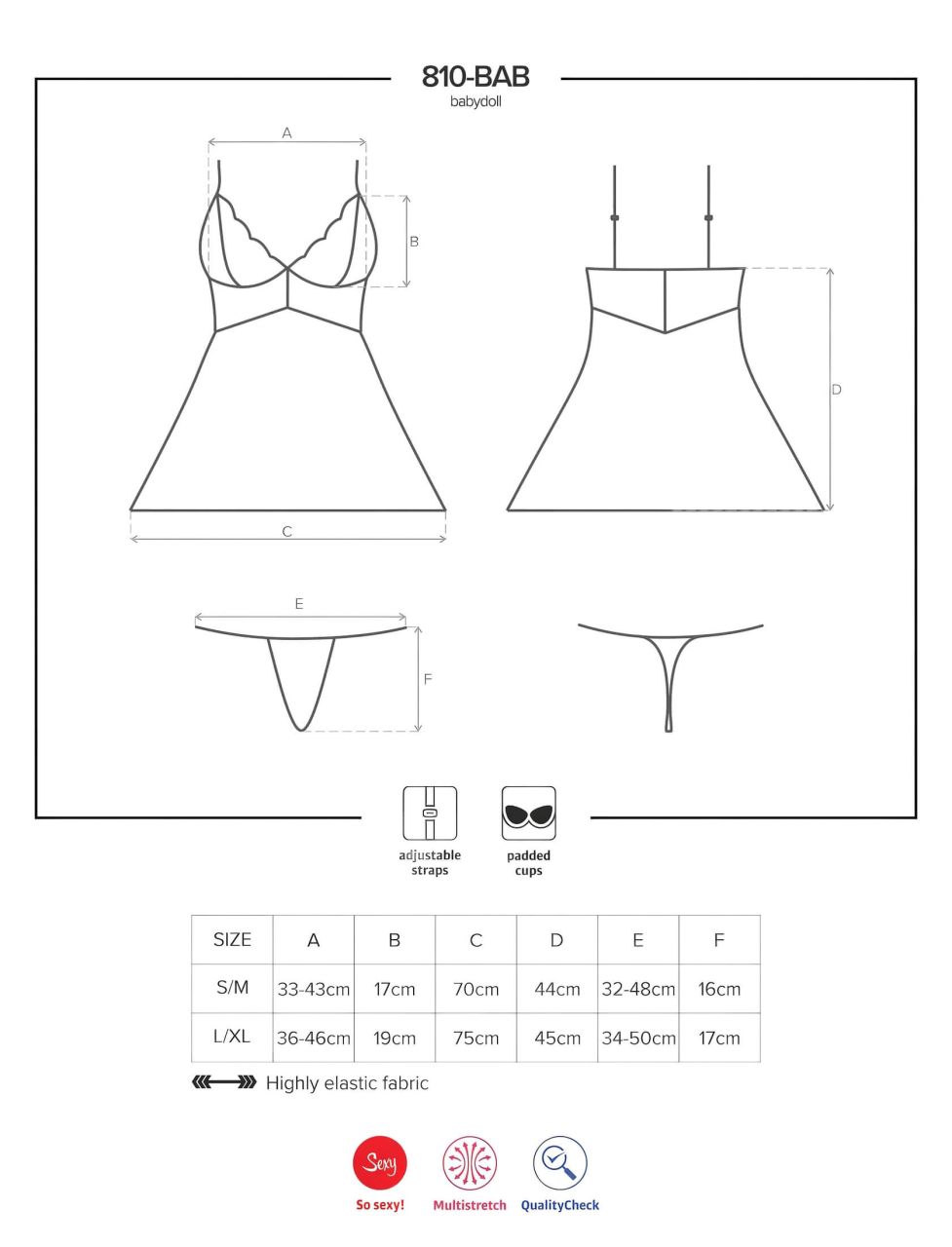 Obsessive 810-BAB-2 - csipke babydoll és tanga (fehér) Obsessive 810-BAB-2 - csipke babydoll és tanga (fehér)