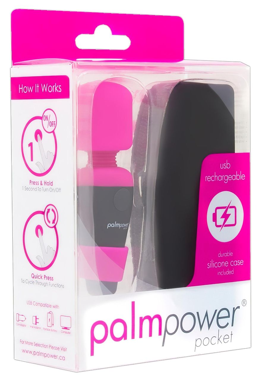 PalmPower Pocket Wand - mini masszírozó vibrátor (pink-fekete) PalmPower Pocket Wand - mini masszírozó vibrátor (pink-fekete)