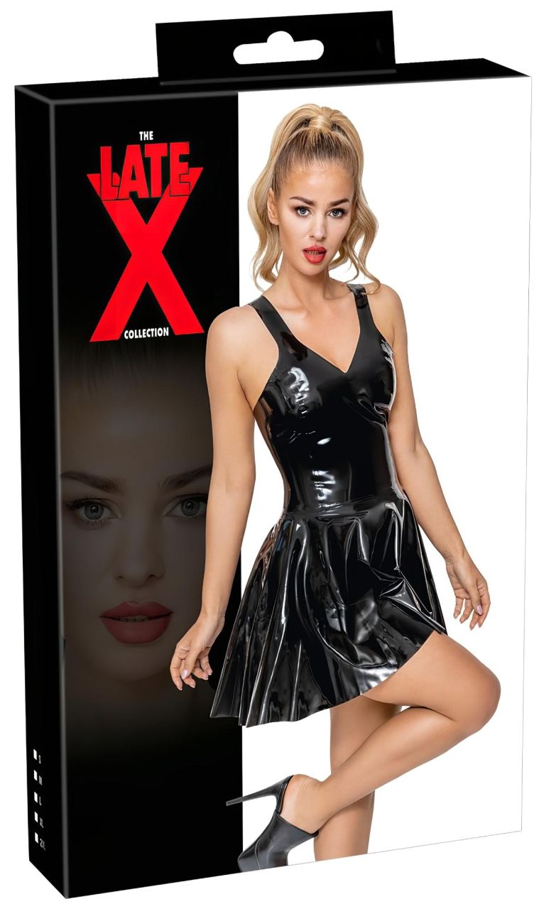 LATEX - miniruha fodros szoknyával (fekete) LATEX - miniruha fodros szoknyával (fekete)