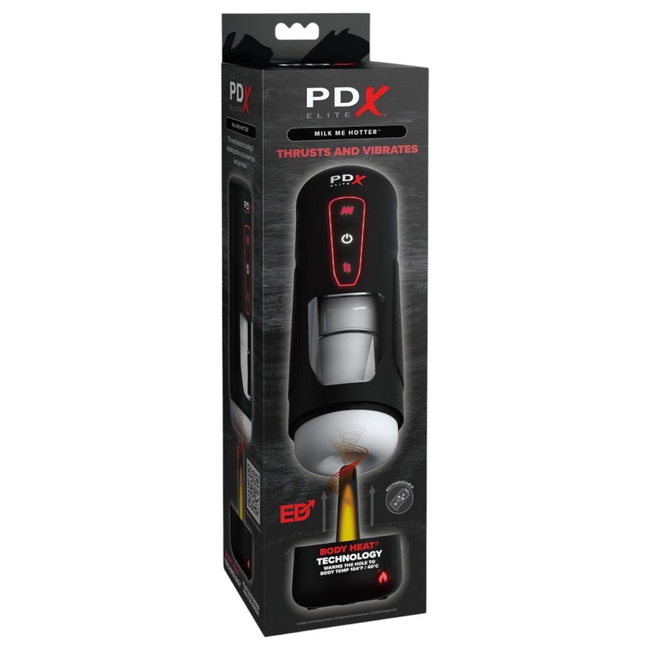 PDX Elite Milk Me Hotter - melegítő maszturbátor (fekete) PDX Elite Milk Me Hotter - melegítő maszturbátor (fekete)