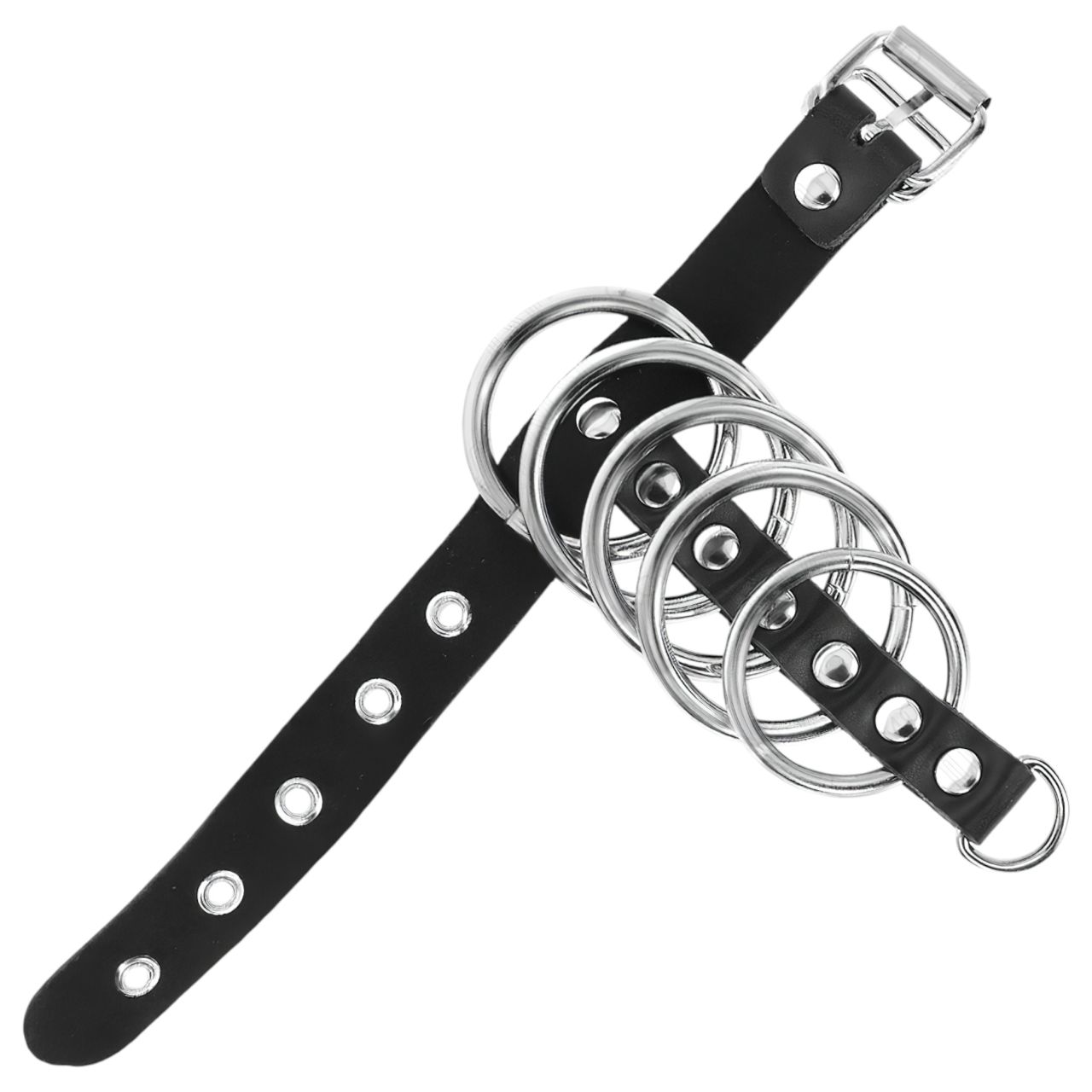 Kink - péniszgyűrű fémgyűrűkkel (fekete)