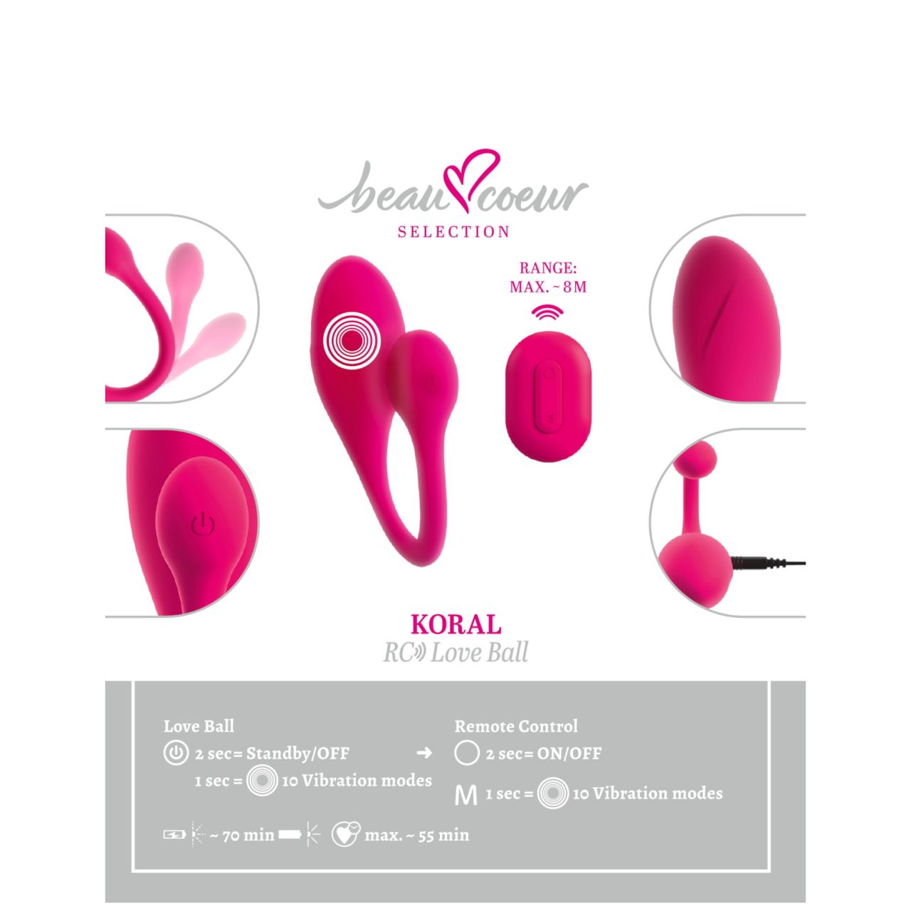 Beau Coeur Koral - vibrációs tojás távirányítóval (pink) Beau Coeur Koral - vibrációs tojás távirányítóval (pink)