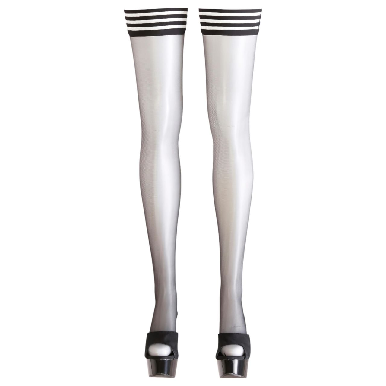 Cottelli - Fekete combfix - csíkos szegéllyel Cottelli - Fekete combfix - csíkos szegéllyel