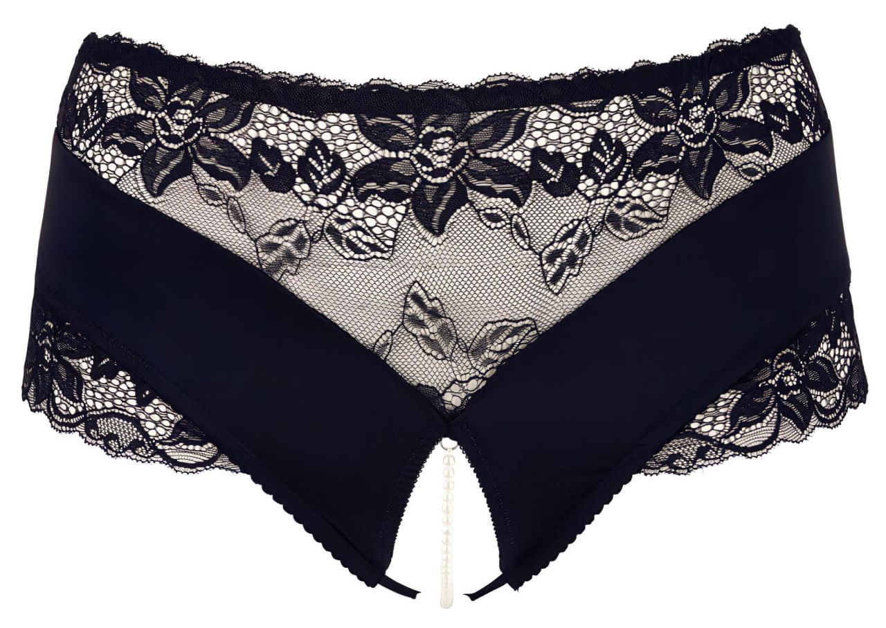 Cottelli Plus Size - csipkés gyöngyös nyitott bugyi (fekete) Cottelli Plus Size - csipkés gyöngyös nyitott bugyi (fekete)