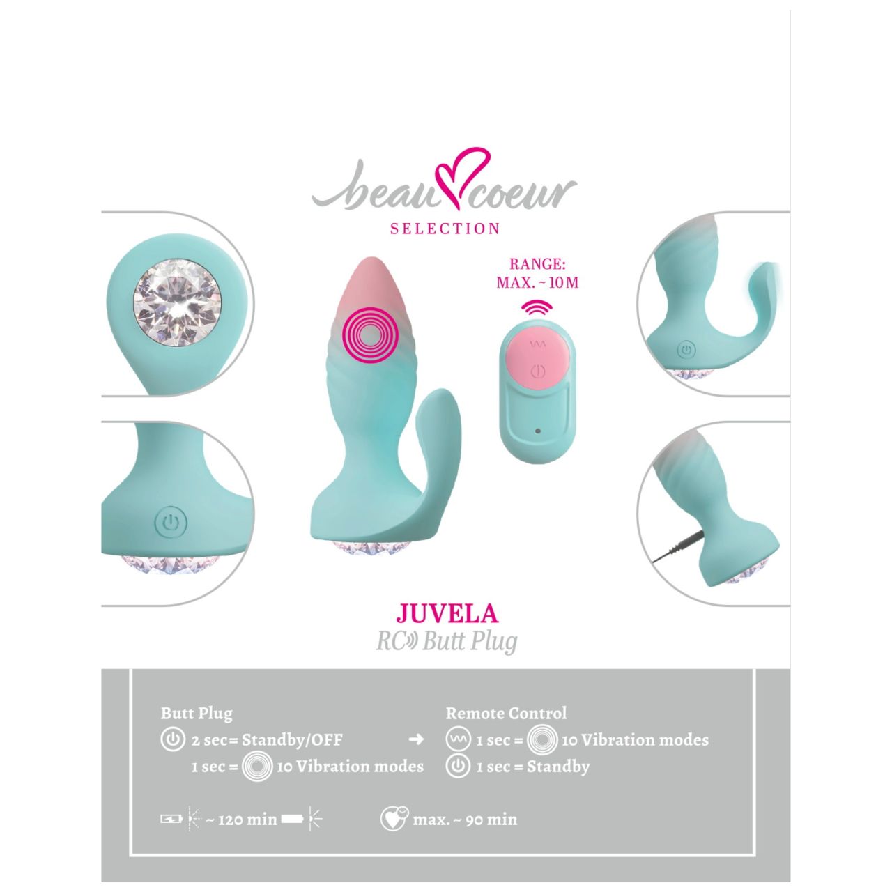 Beau Coeur Juvela - vibrációs anál plug (türkiz) Beau Coeur Juvela - vibrációs anál plug (türkiz)