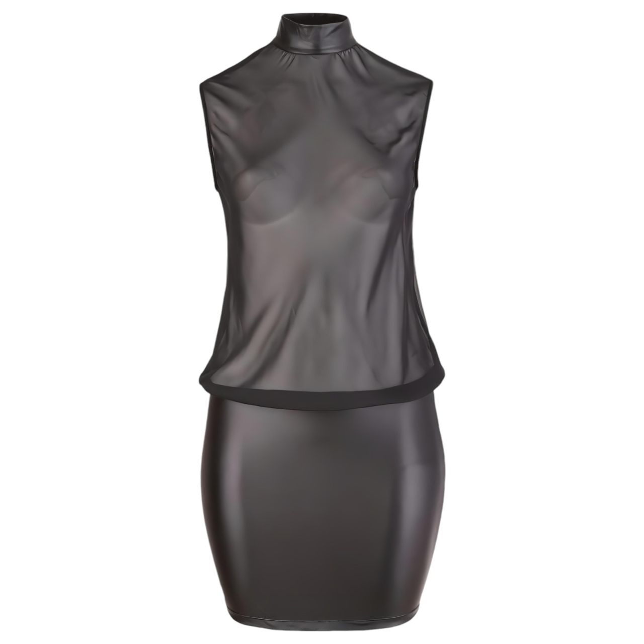 Cottelli Plus Size - fényes chiffon ruha (fekete) Cottelli Plus Size - fényes chiffon ruha (fekete)