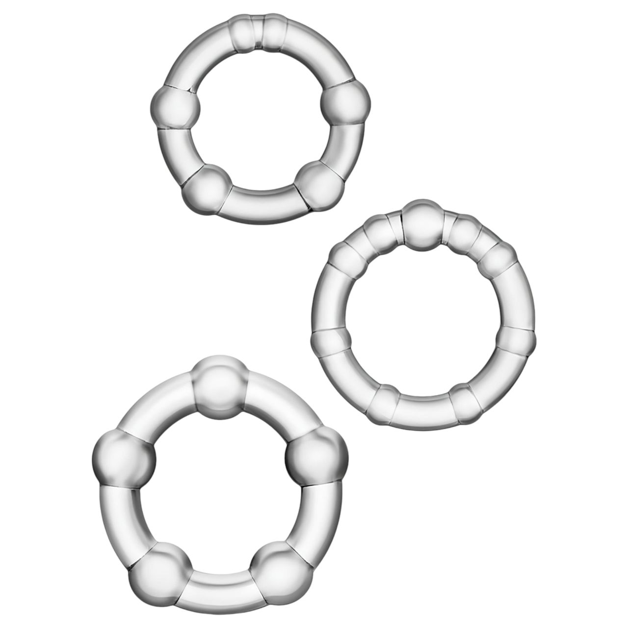 Stay Hard - változatos péniszgyűrű szett - 3db (átlátszó) Stay Hard - változatos péniszgyűrű szett - 3db (átlátszó)