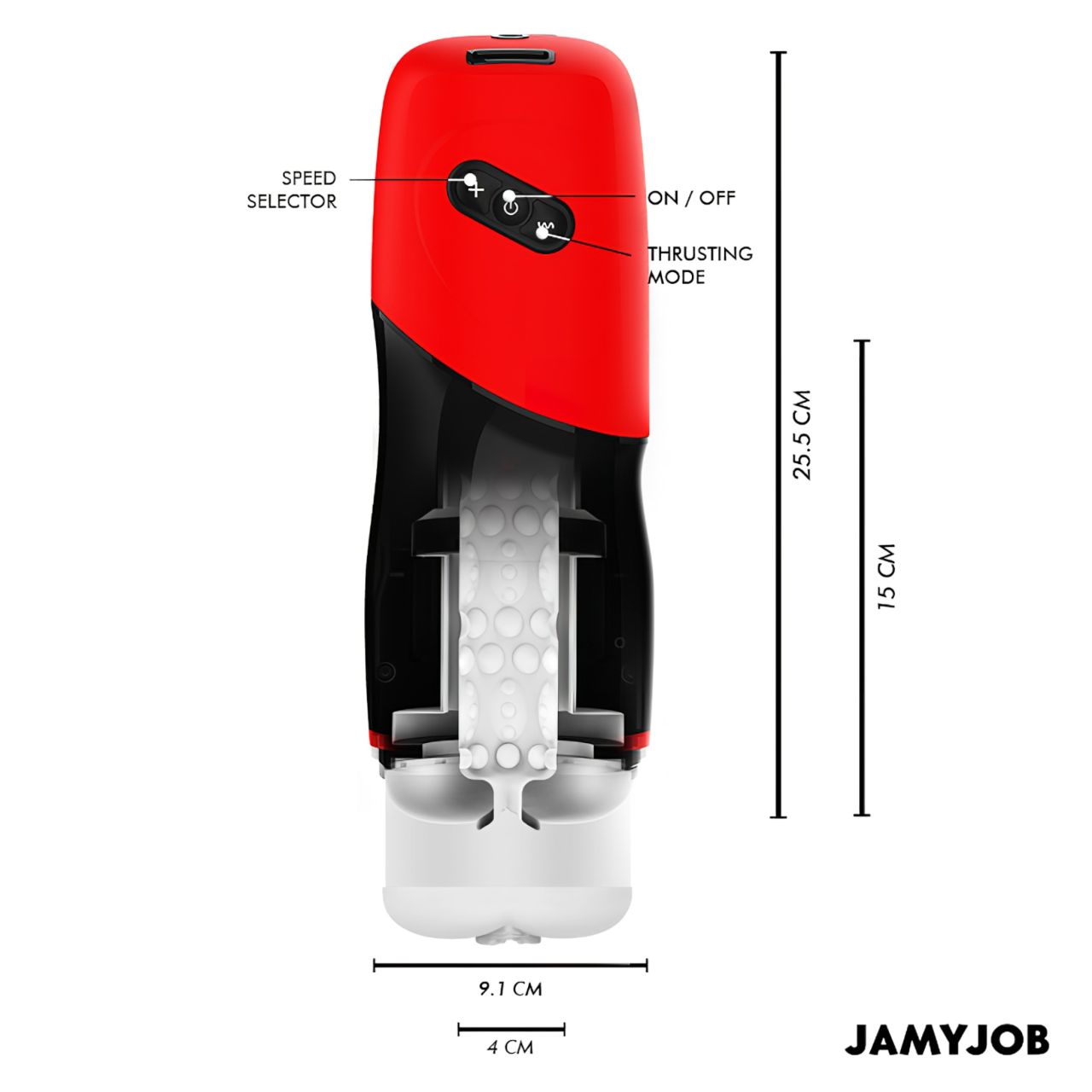 JamyJob - lökő-nyögő maszturbátor (fekete)
