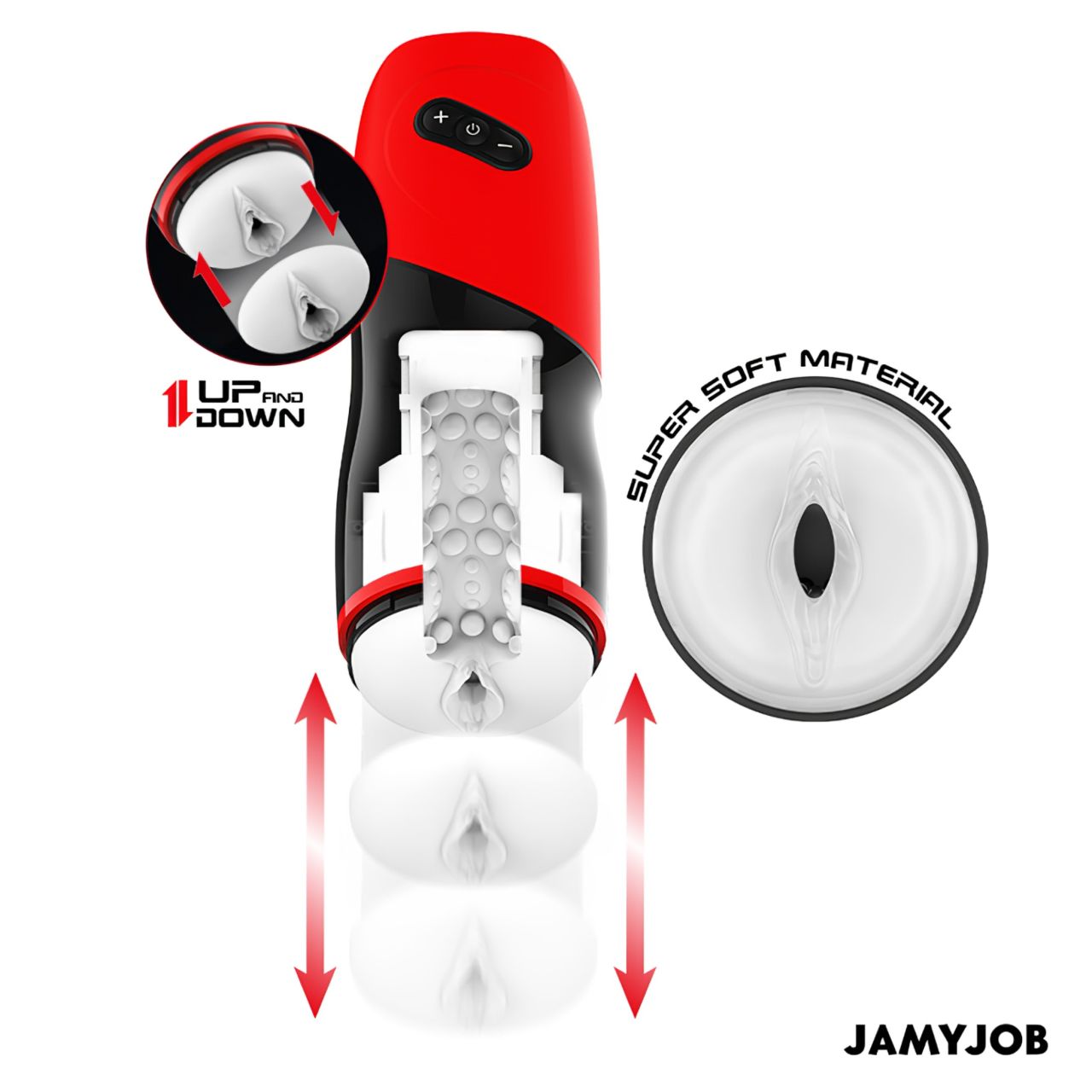 JamyJob - lökő-nyögő maszturbátor (fekete)