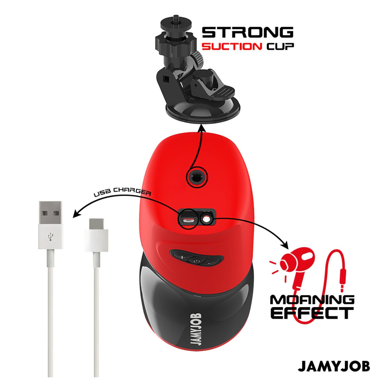 JamyJob - lökő-nyögő maszturbátor (fekete)