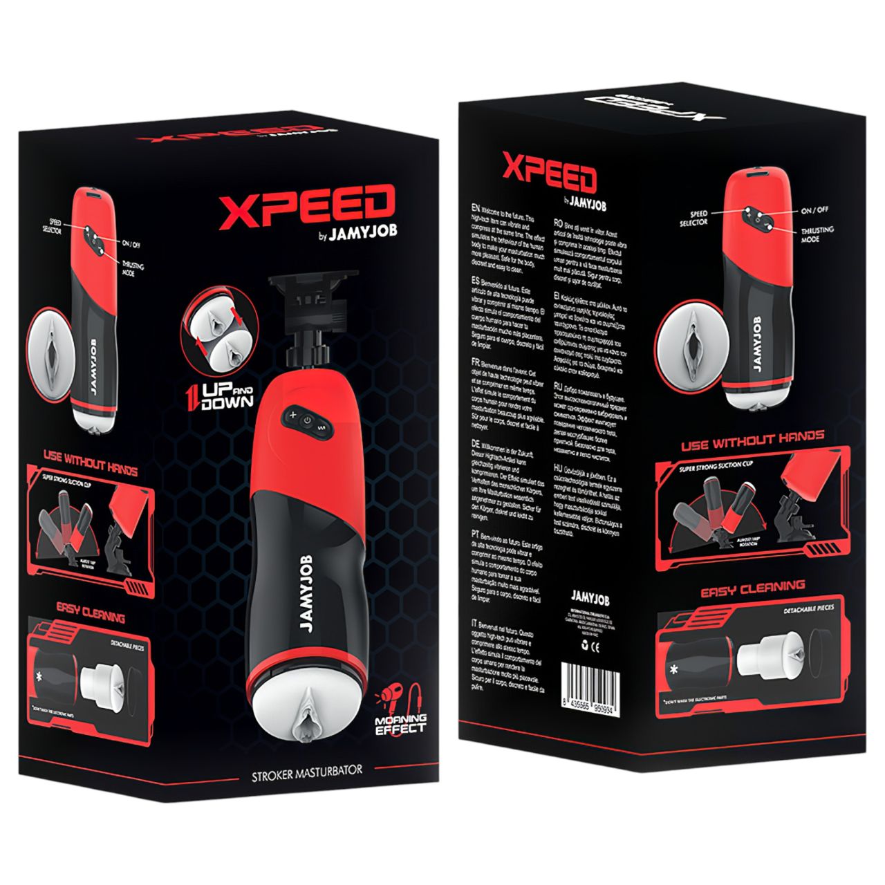 JamyJob - lökő-nyögő maszturbátor (fekete)