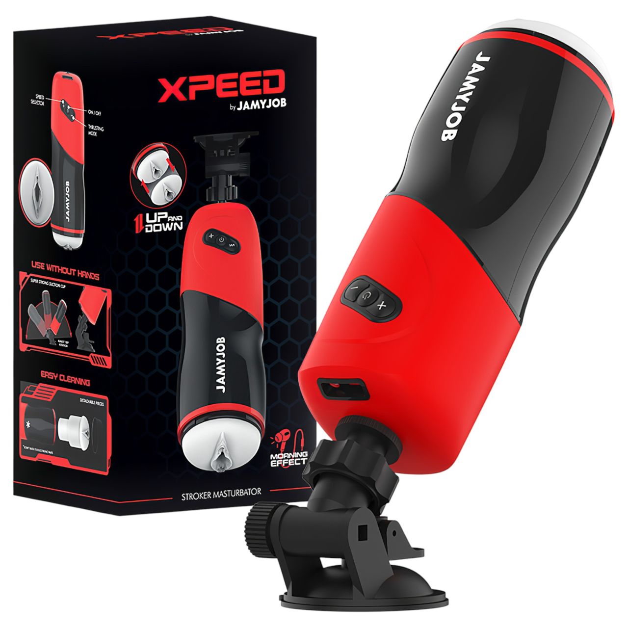 JamyJob - lökő-nyögő maszturbátor (fekete)