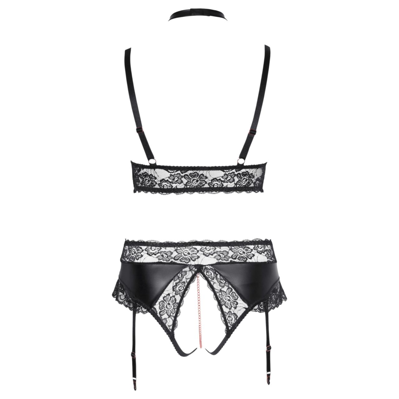 Cottelli Curves - fényes hatású fehérnemű szett (fekete) Cottelli Curves - fényes hatású fehérnemű szett (fekete)