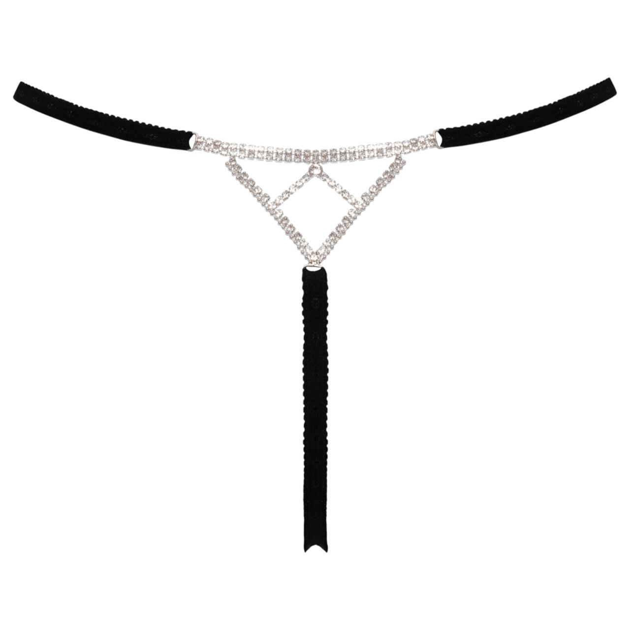 Cottelli - nyitott string tanga ezüst dísszel - fekete (S-L) Cottelli - nyitott string tanga ezüst dísszel - fekete (S-L)