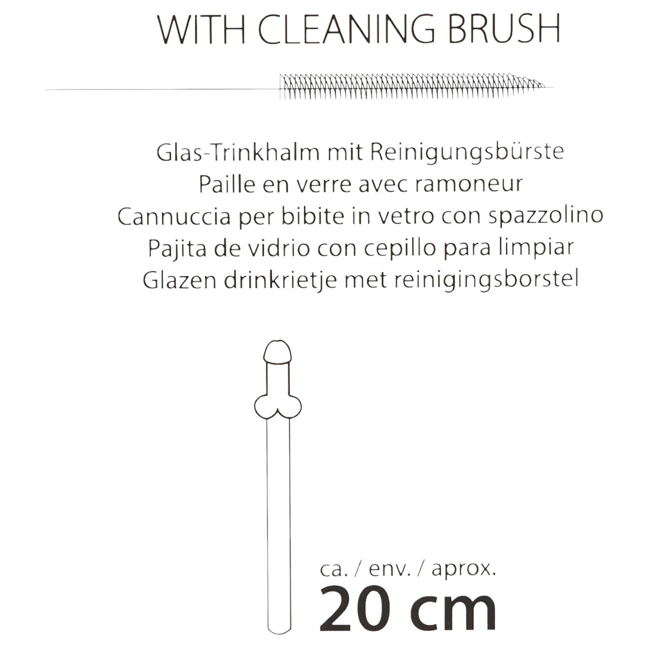 Straw Willy - péniszes üveg szívószál - átlátszó (4db)