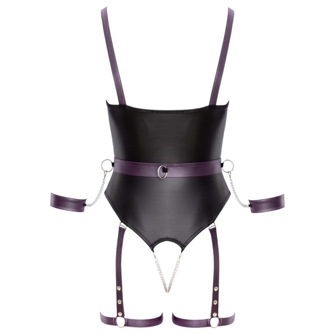 Cottelli - nyitott bondage body bilincsekkel (fekete)