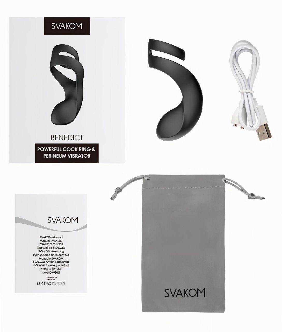 Svakom Benedict - gát stimuláló, vibrációs péniszgyűrű (fekete) Svakom Benedict - gát stimuláló, vibrációs péniszgyűrű (fekete)