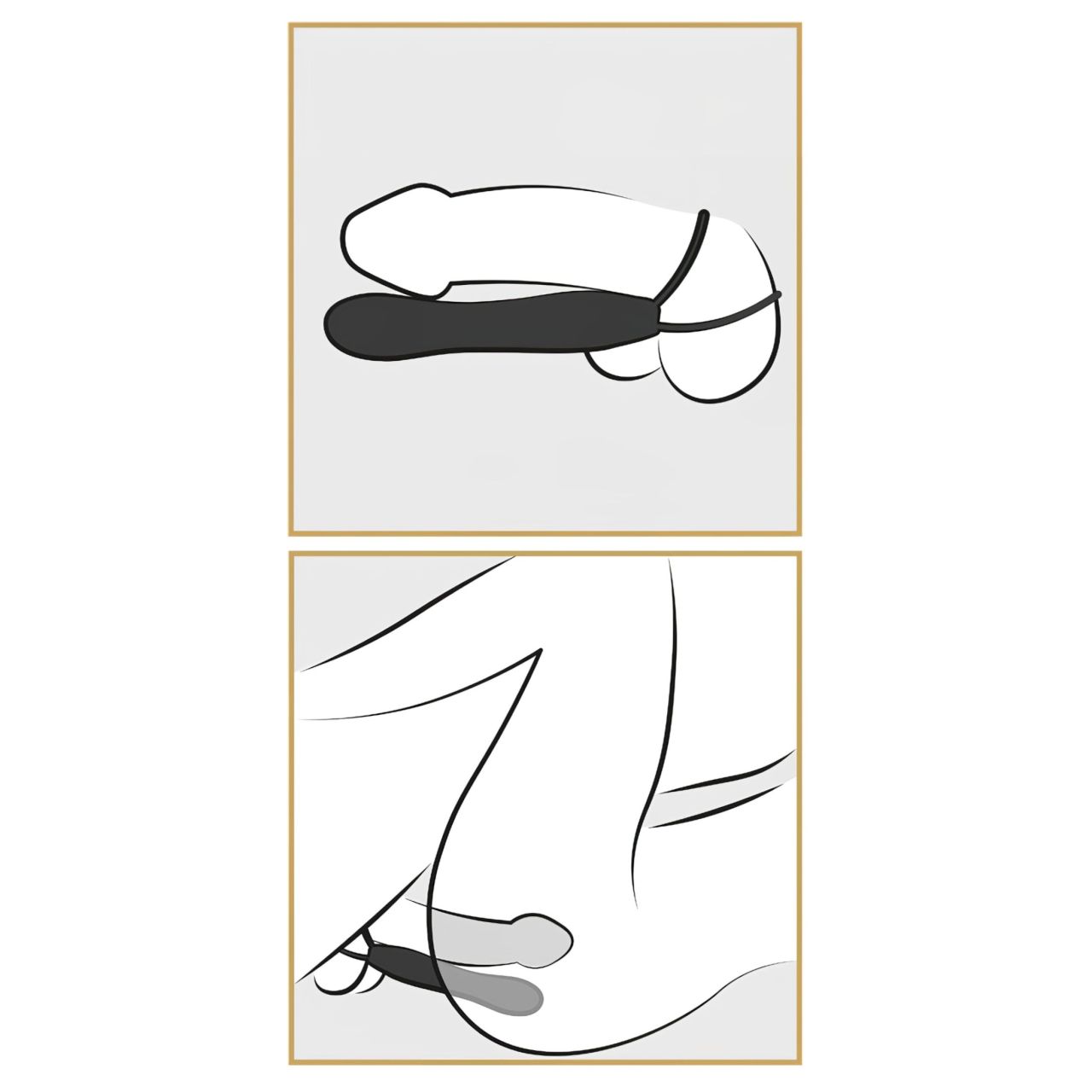 / Fetish Double Trouble - here- és péniszgyűrű dildóval (fekete)