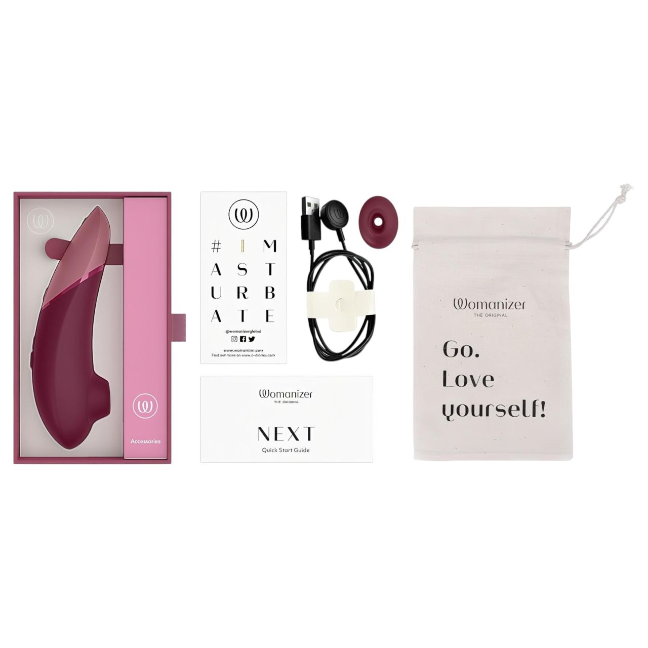 Womanizer Next - akkus, léghullámos csiklóizgató (bordó)