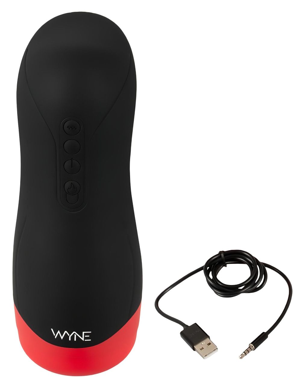 WYNE 01 - akkus, rezgő-szívó, melegítő maszturbátor (fekete)