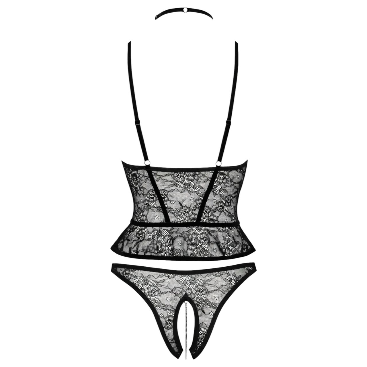 / Abierta Fina - nyitott tanga és fűző (fekete) / Abierta Fina - nyitott tanga és fűző (fekete)
