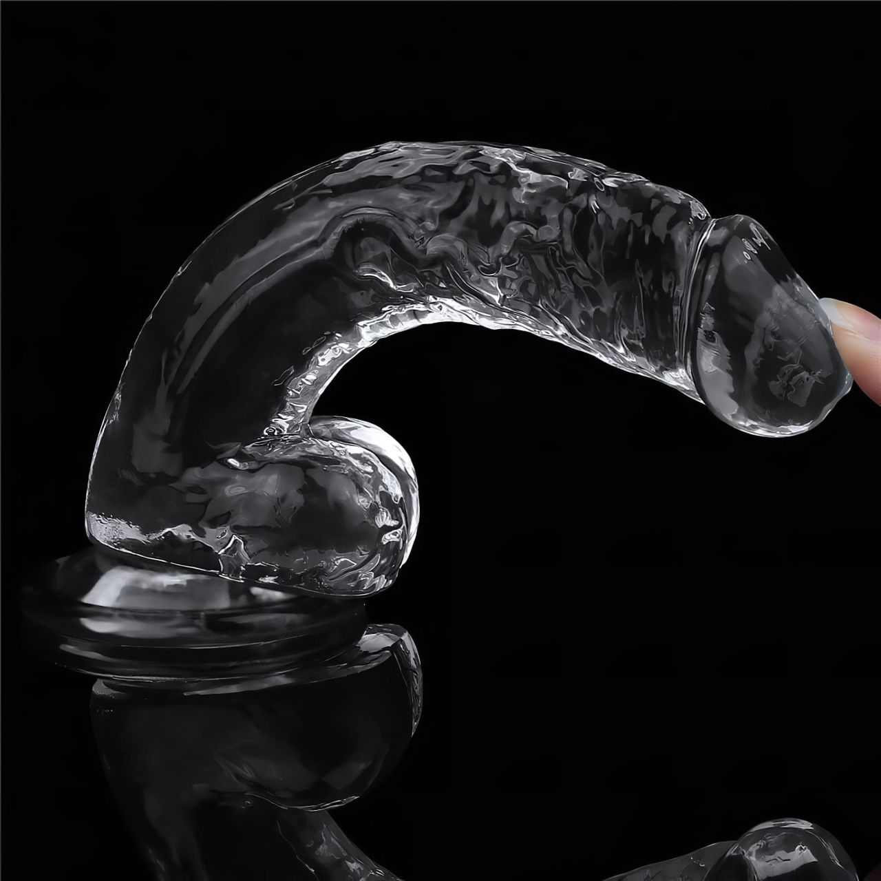 Lovetoy Flawless Clear - tapadókorongos dildó - 19cm (átlátszó)