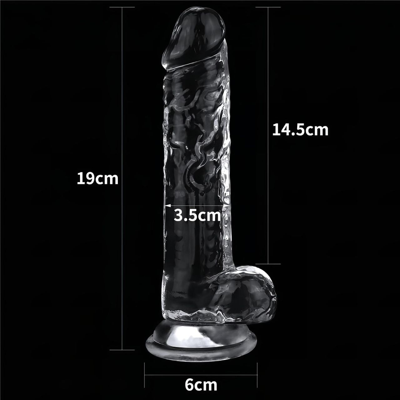 Lovetoy Flawless Clear - tapadókorongos dildó - 19cm (átlátszó)