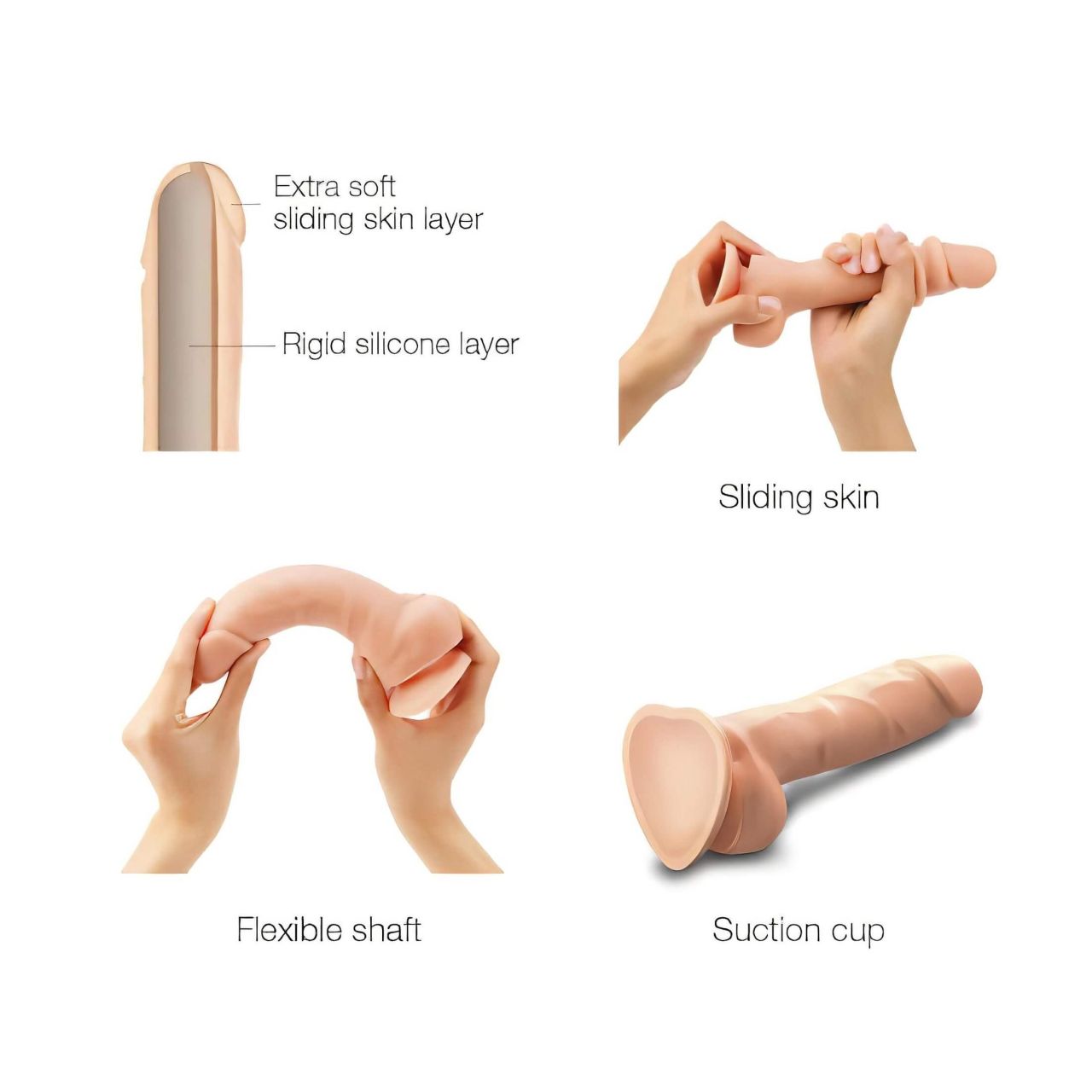 Strap-on-me M - kétrétegű, tapadókorongos dildó (testszínű) Strap-on-me M - kétrétegű, tapadókorongos dildó (testszínű)