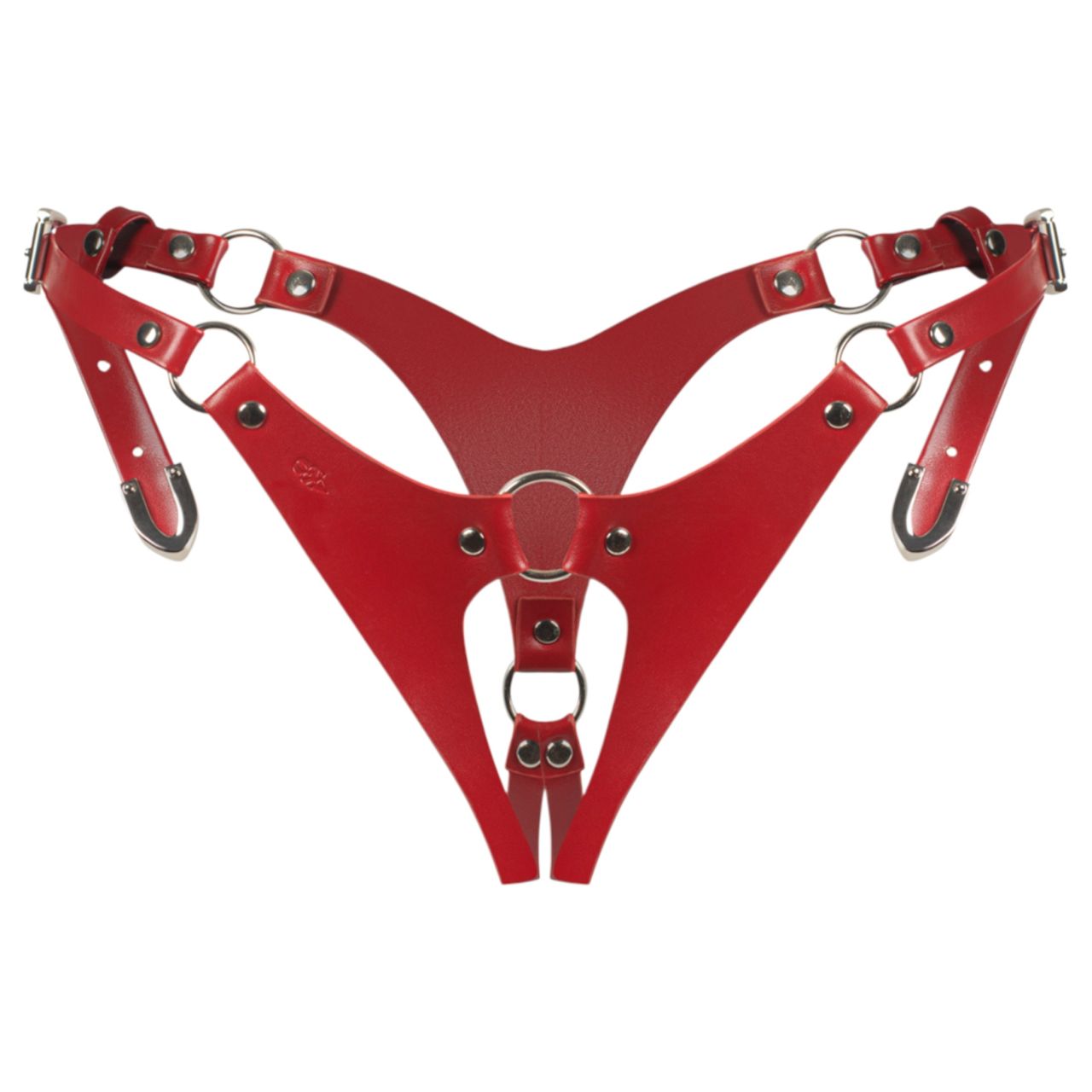 Obsessive Inferro - bőr hatású nyitott, állítható tanga (piros)