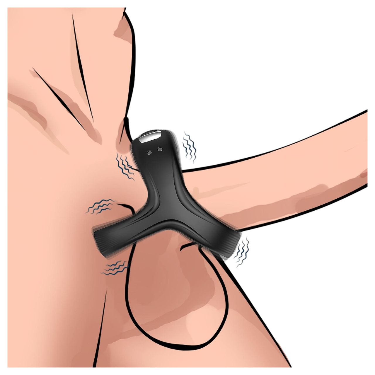 AlvUp - vibrációs pénisz- és heregyűrű (fekete)