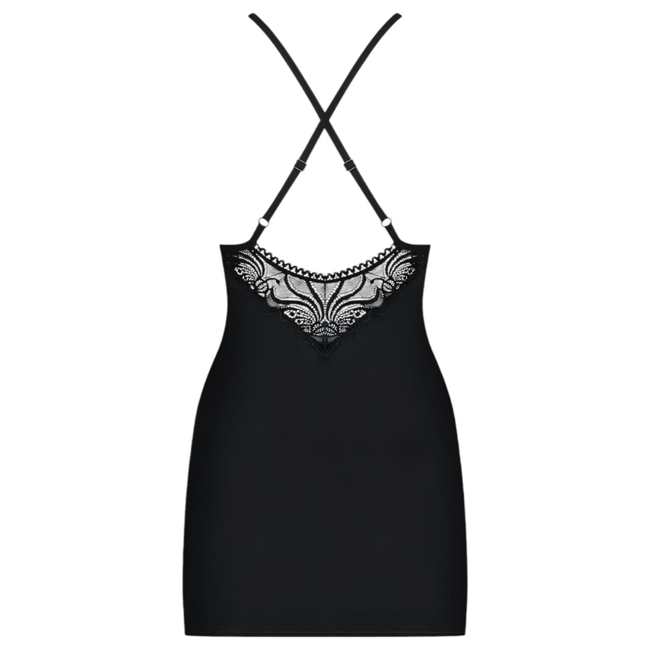 Obsessive 828-CHE-1 - strasszos pántos ruha és tanga (fekete)