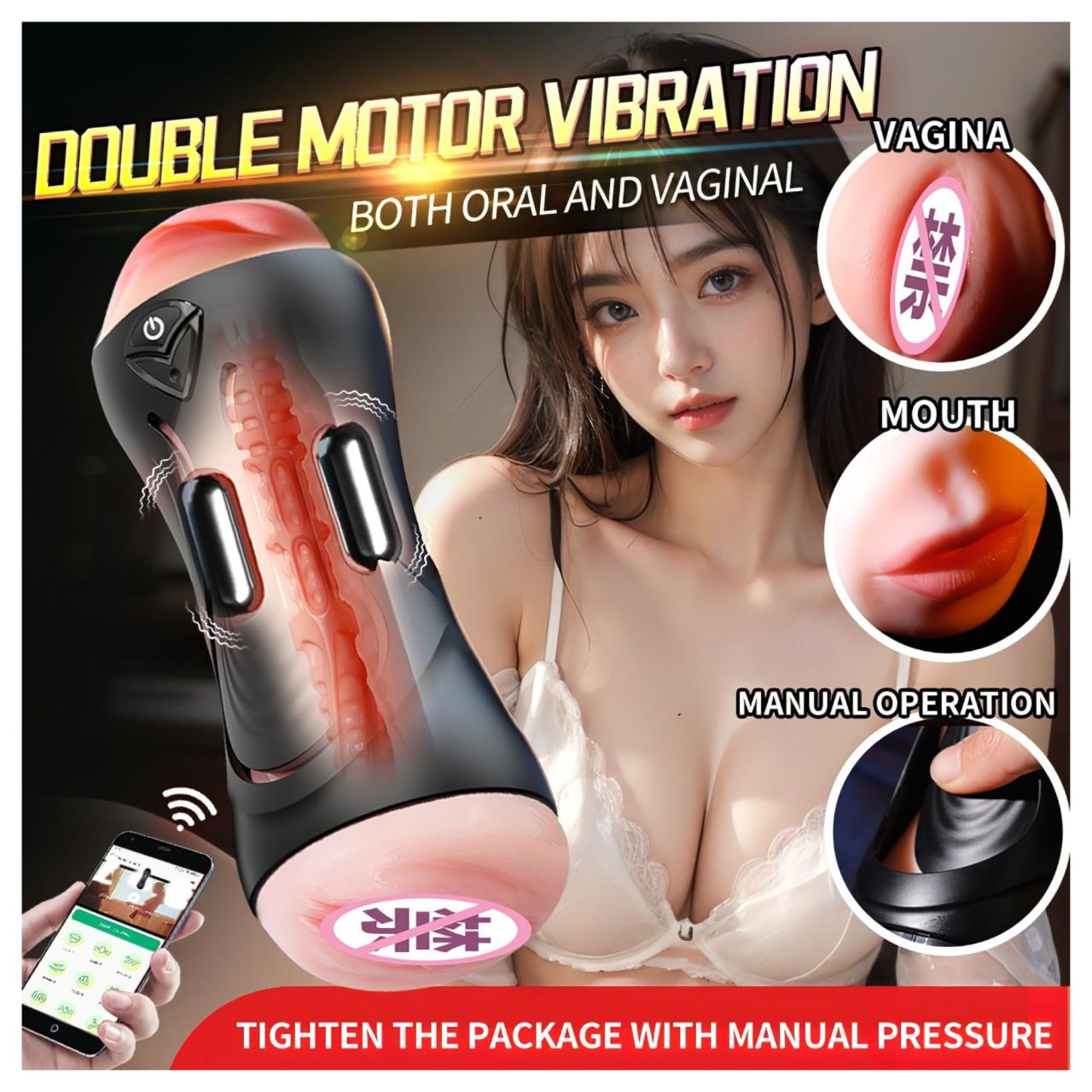 Leopard - száj és műpunci pénisz vibrátor (natúr)