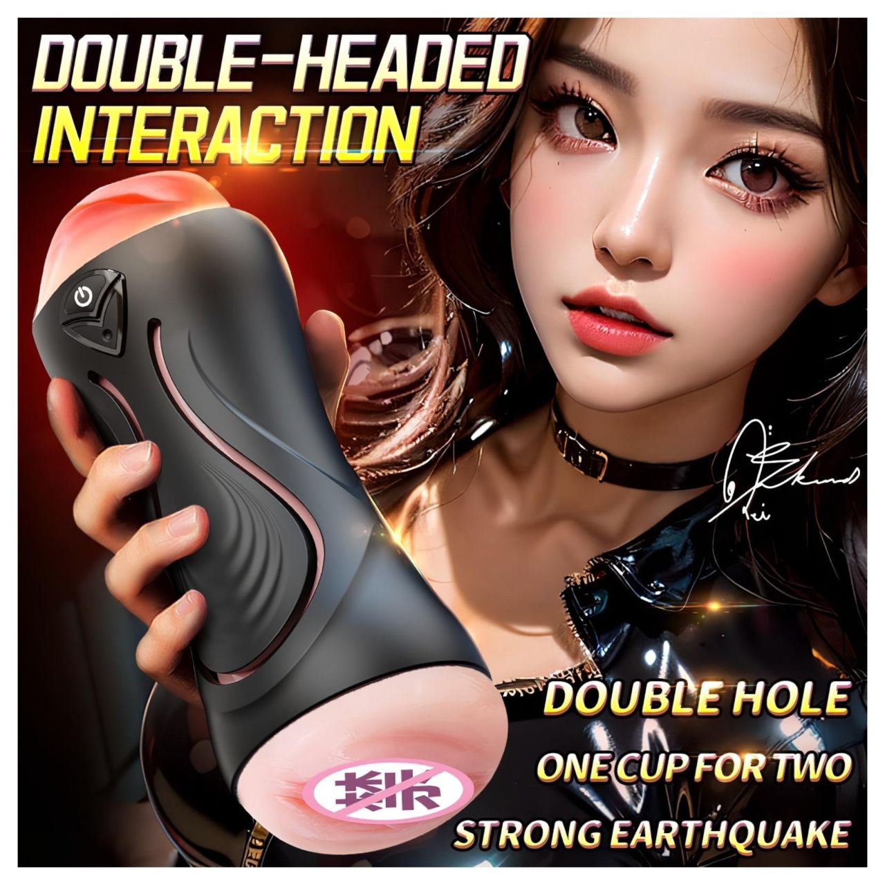 Leopard - száj és műpunci pénisz vibrátor (natúr)