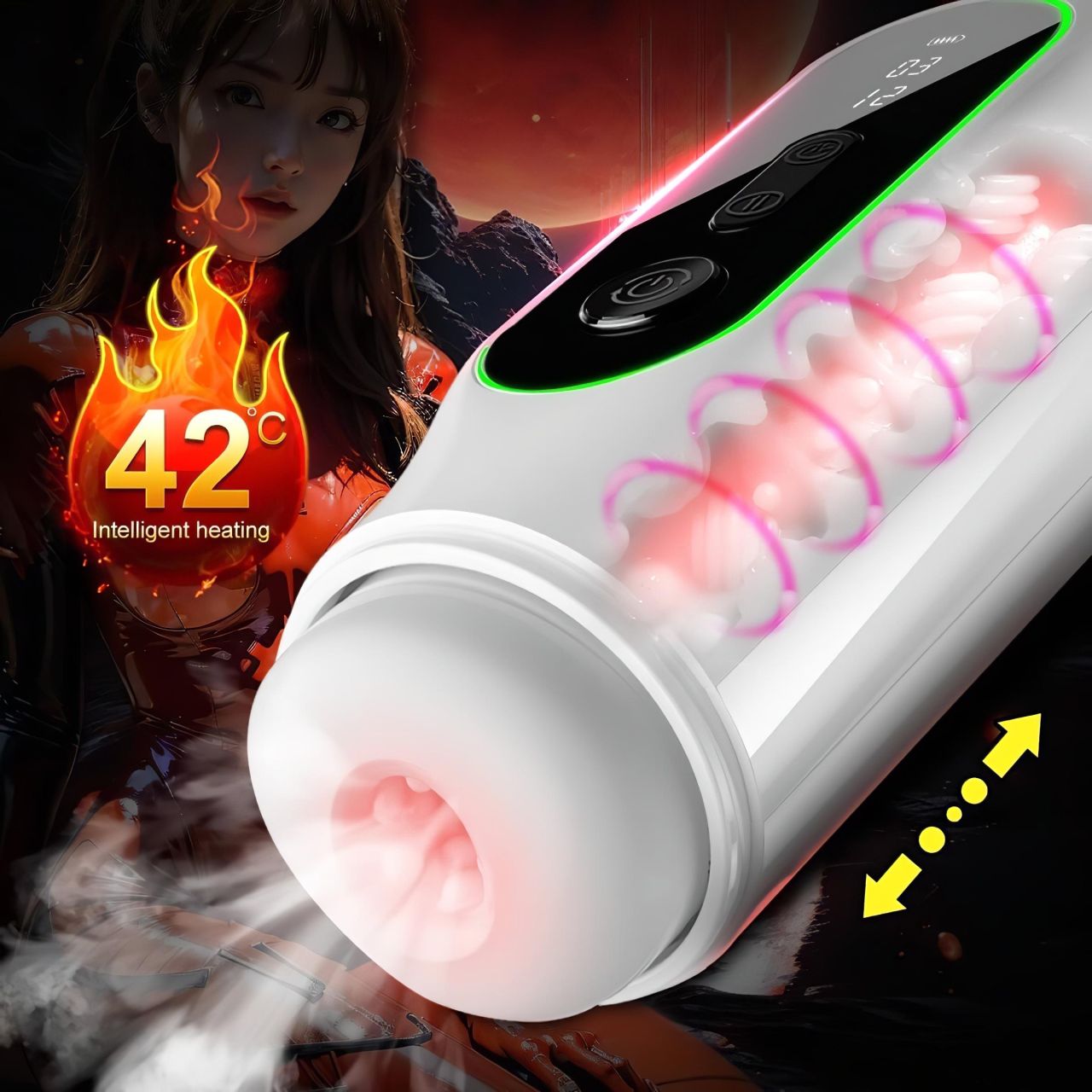 Leopard - vibráló fel-le mozgó maszturbátor (fekete) Leopard - vibráló fel-le mozgó maszturbátor (fekete)