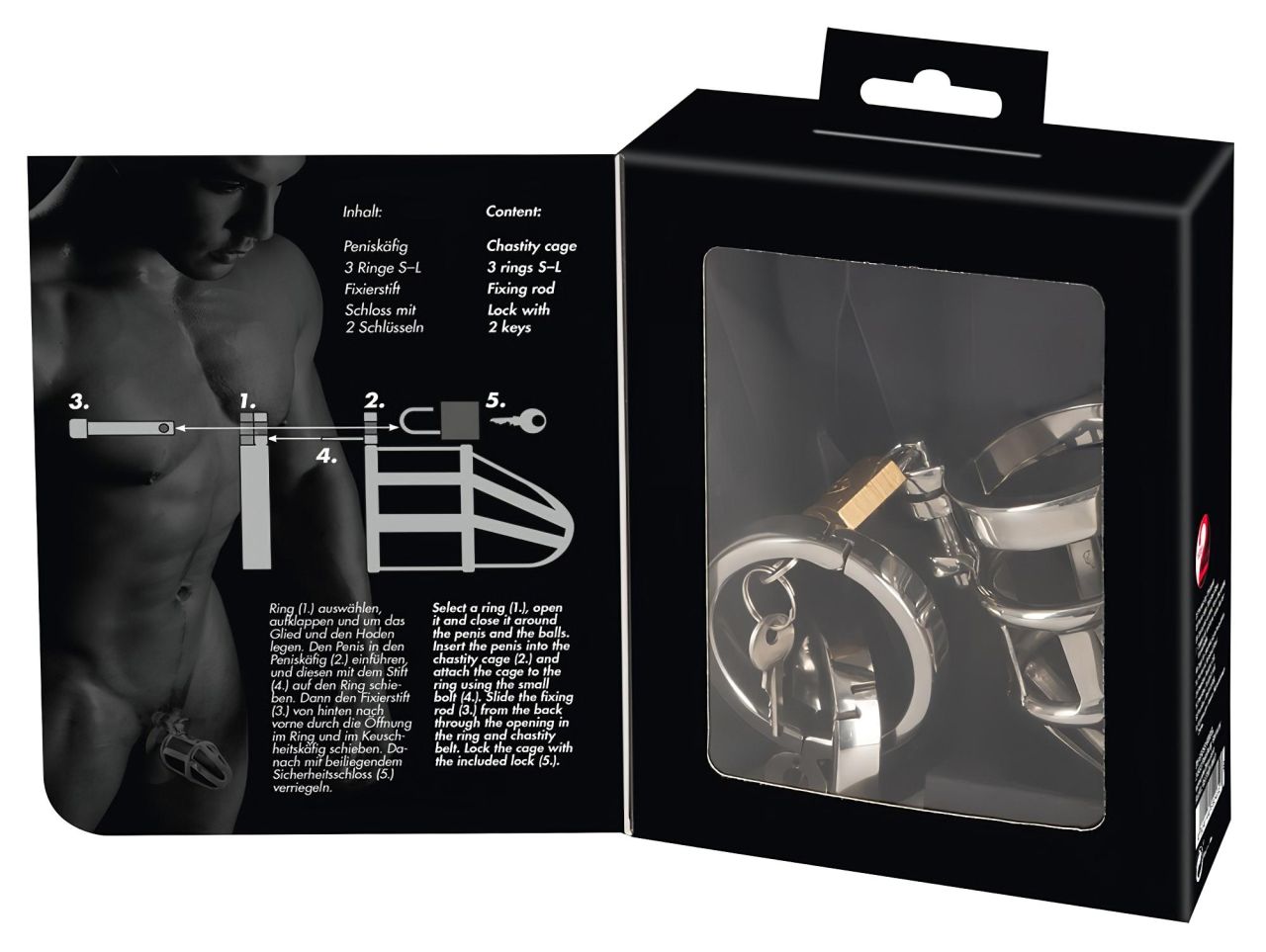 You2Toys - Chastity Cage - fém pénisz ketrec, lakattal