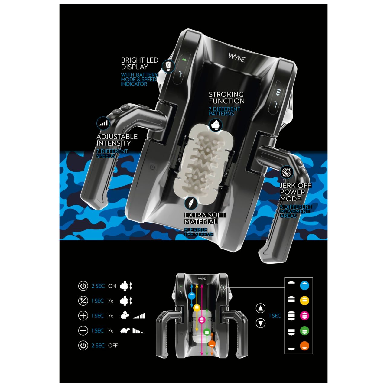 WYNE 10 - automata maszturbátor kapaszkodóval (fekete) WYNE 10 - automata maszturbátor kapaszkodóval (fekete)