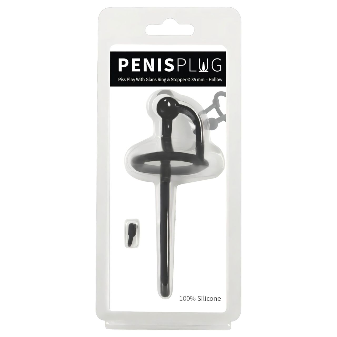 Penisplug - szilikon dilátor makkgyűrűvel (0,6mm) - fekete Penisplug - szilikon dilátor makkgyűrűvel (0,6mm) - fekete