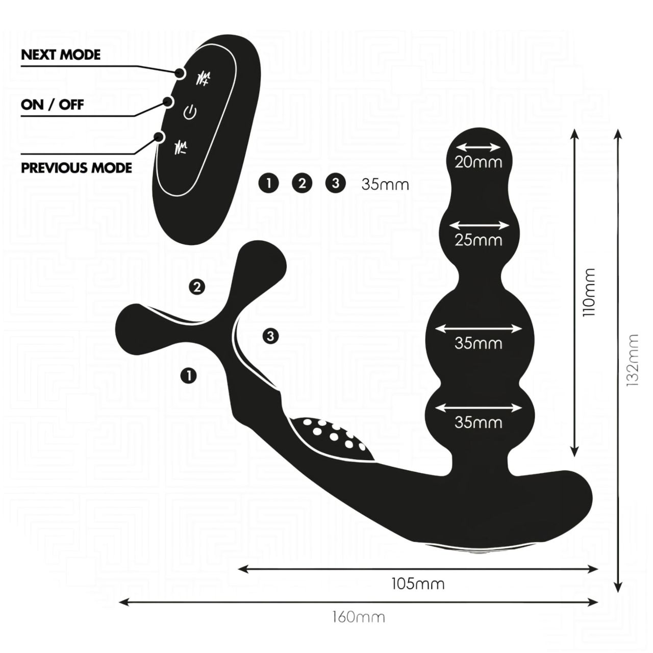 Addicted Toys - forgó fejes análvibrátor péniszgyűrűvel (fekete)