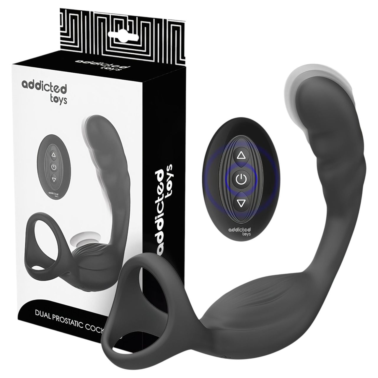 Addicted Toys - análvibrátor pénisz- és heregyűrűvel (fekete) Addicted Toys - análvibrátor pénisz- és heregyűrűvel (fekete)