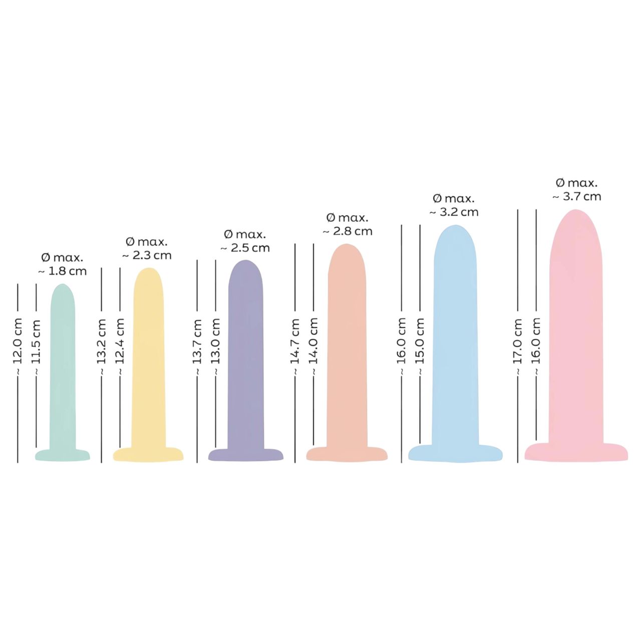 Six in a Row - dildó trainer szett - 6db (színes)