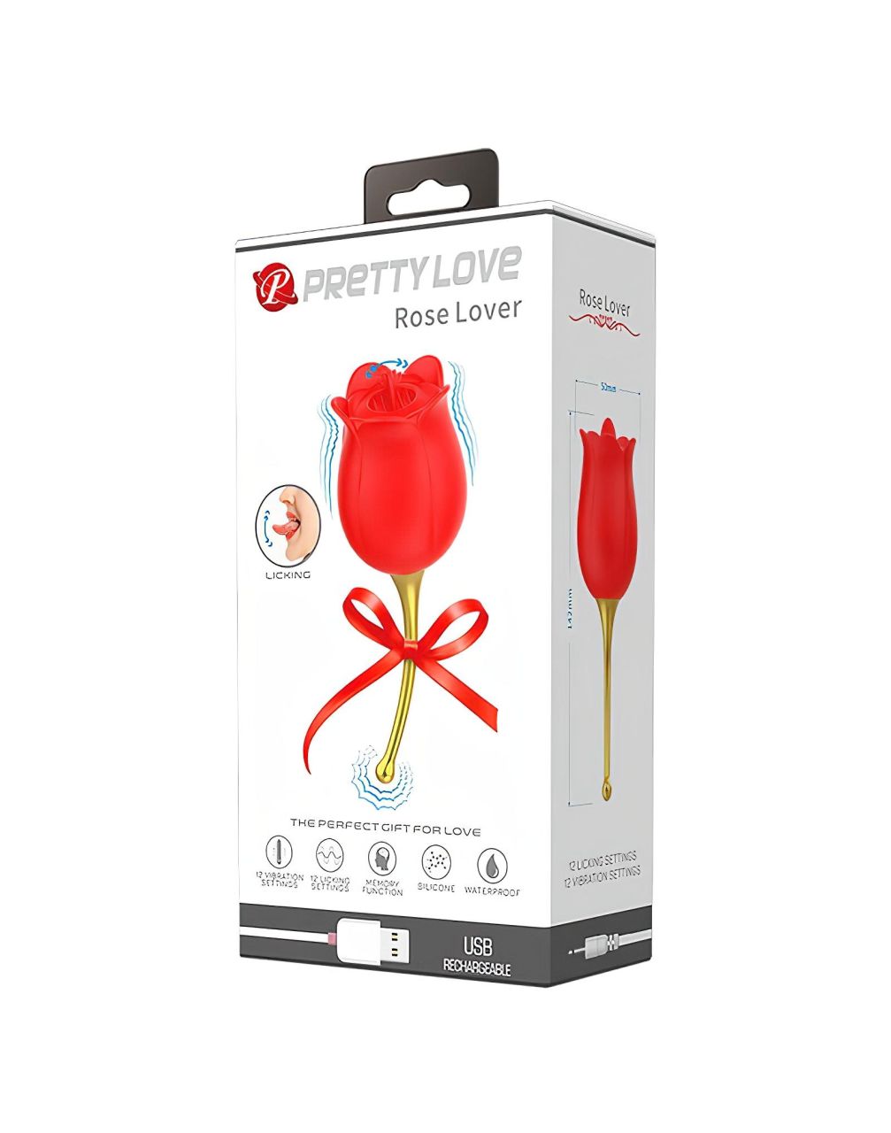 Pretty Love Rose Lover - nyelves 2in1 csikló vibrátor (piros)