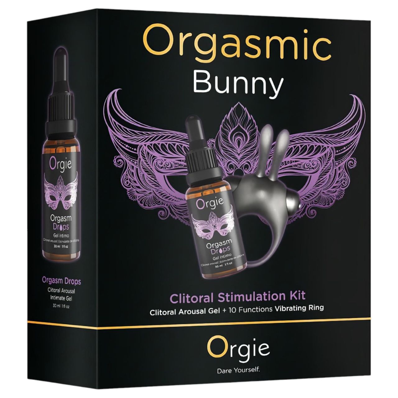 Orgie Orgasmic Bunny - vibrációs péniszgyűrű szett (fekete)