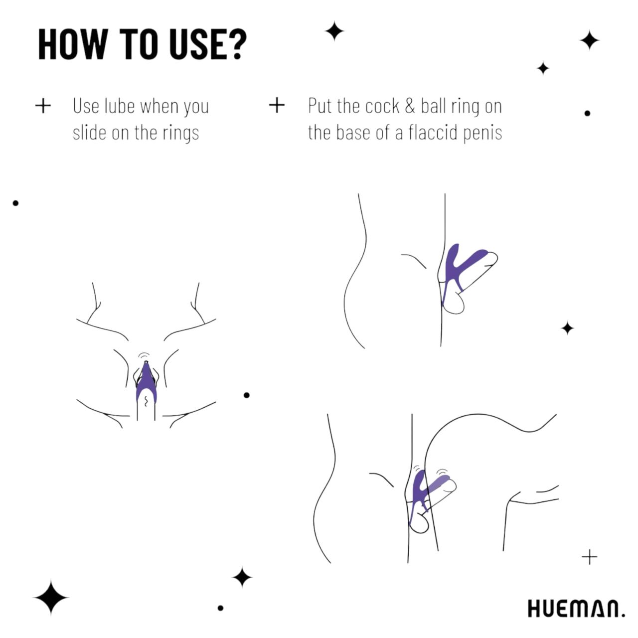 Hueman Infinity Ignite - vibrációs pénisz- és heregyűrű (lila)