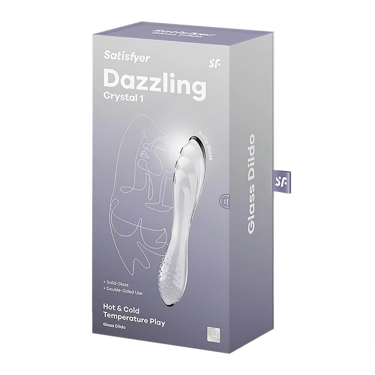 Satisfyer Dazzling Crystal 1 - kétvégű üveg dildó (átlátszó)