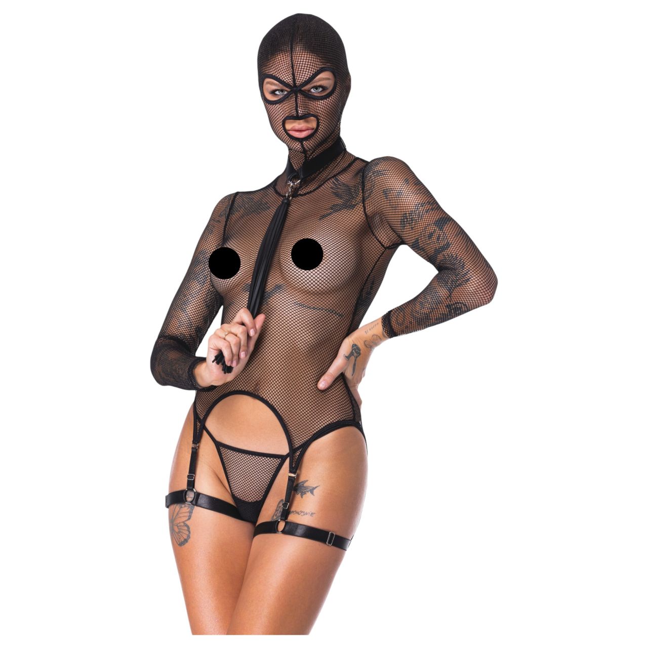 Bad Kitty - BDSM áttetsző necc szett korbáccsal (fekete) Bad Kitty - BDSM áttetsző necc szett korbáccsal (fekete)