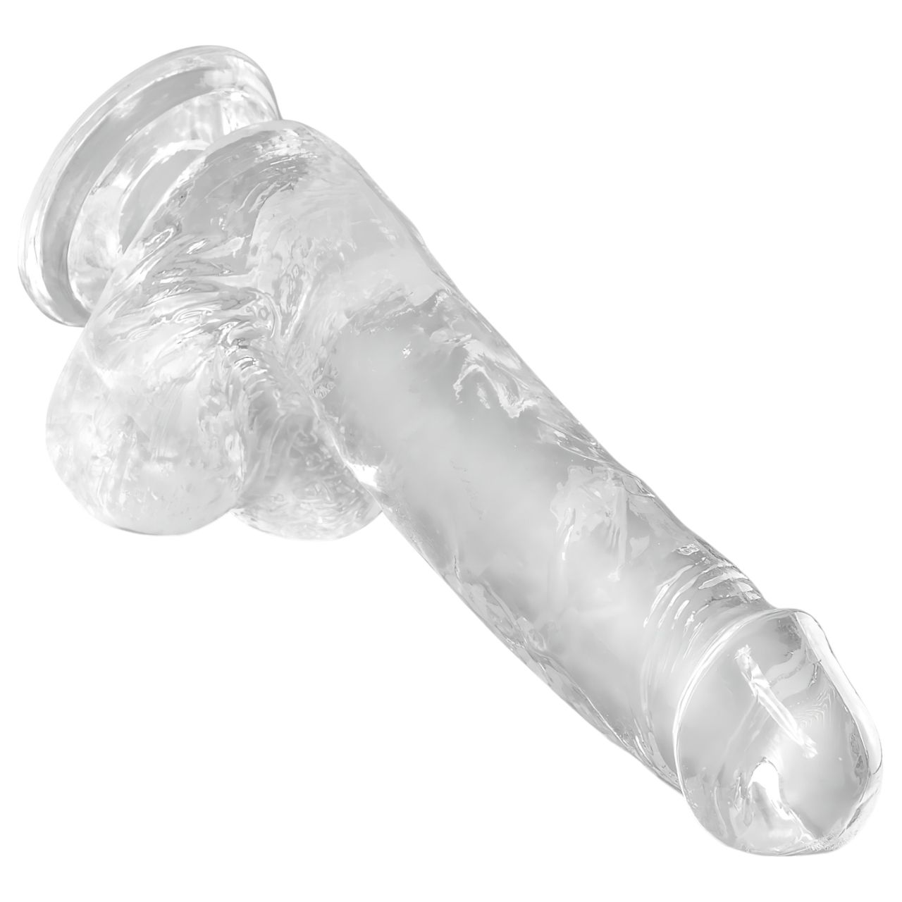 King Cock Clear 6 - tapadókorongos, herés kis dildó (15cm)