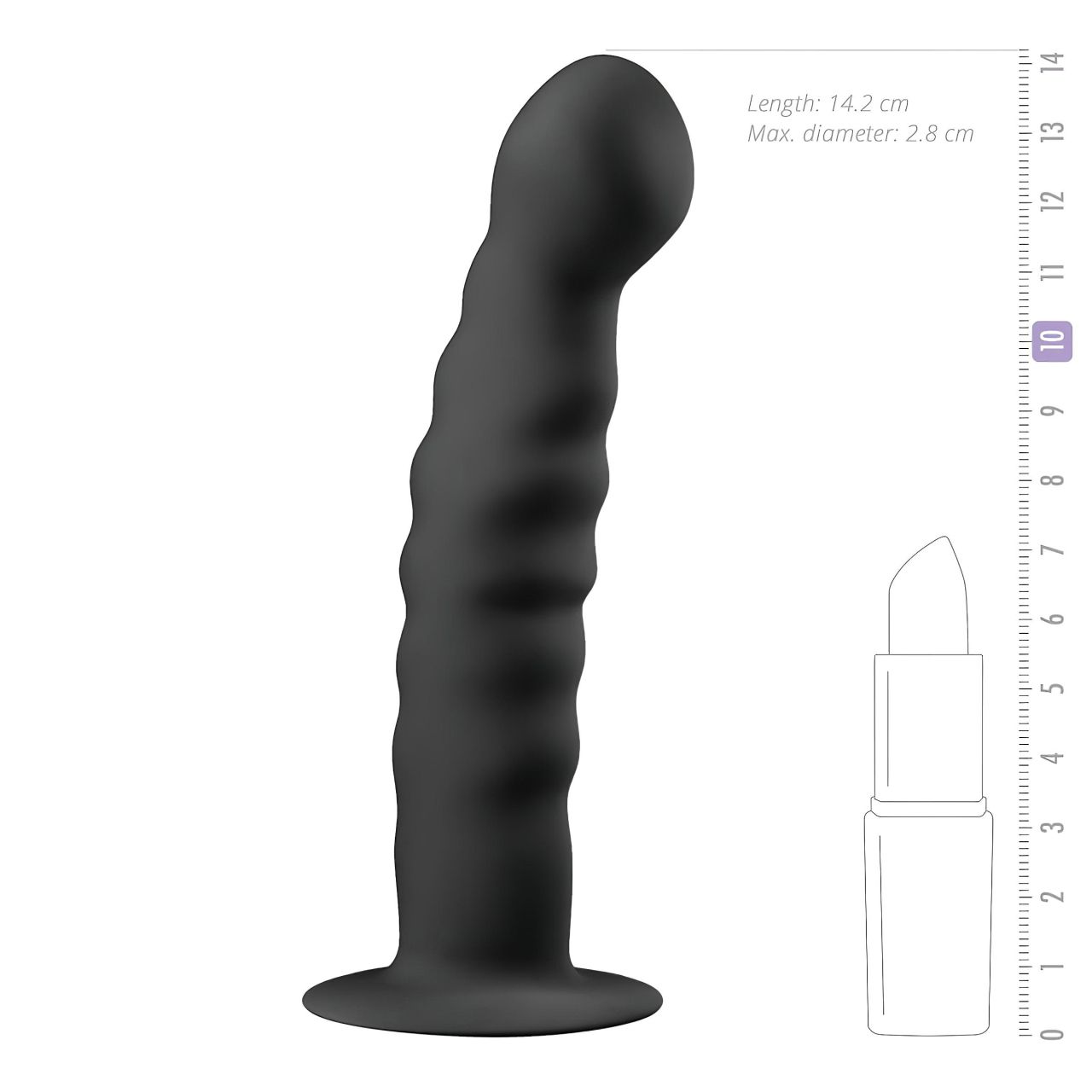 Easytoys Ribbed - tapadókorongos anál dildó (14cm) - fekete